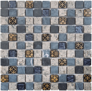 GreyBlue Glass Mix Marble Mosaic - stone tile